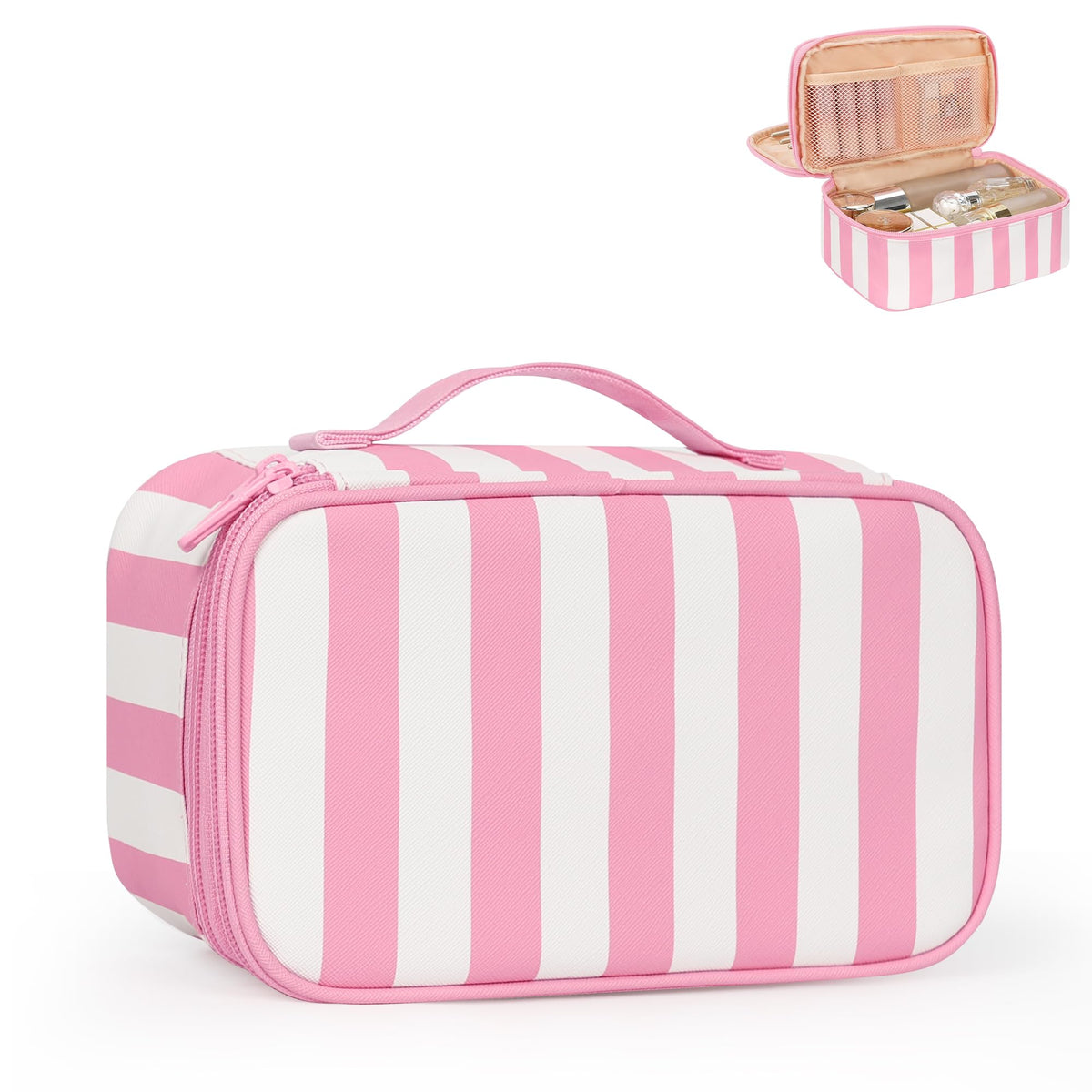 Relavel Travel Makeup Bag front view with compartments