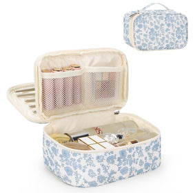 Relavel Travel Makeup Bag front view with floral design