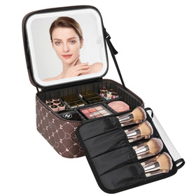 Relavel Travel Makeup Bag front view with LED mirror