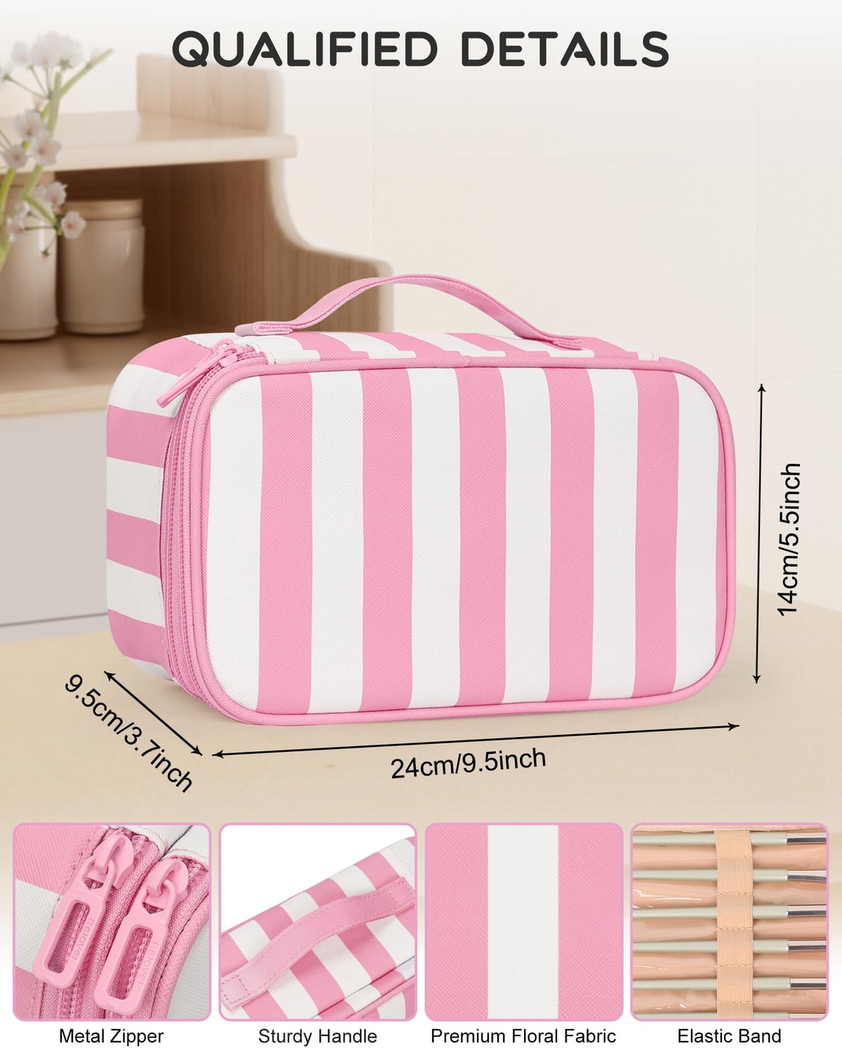 Relavel Travel Makeup Bag open showing brush slots