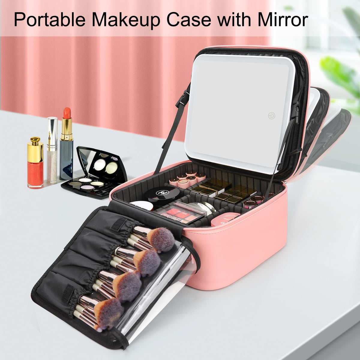 Relavel Travel Makeup Bag packaged with accessories