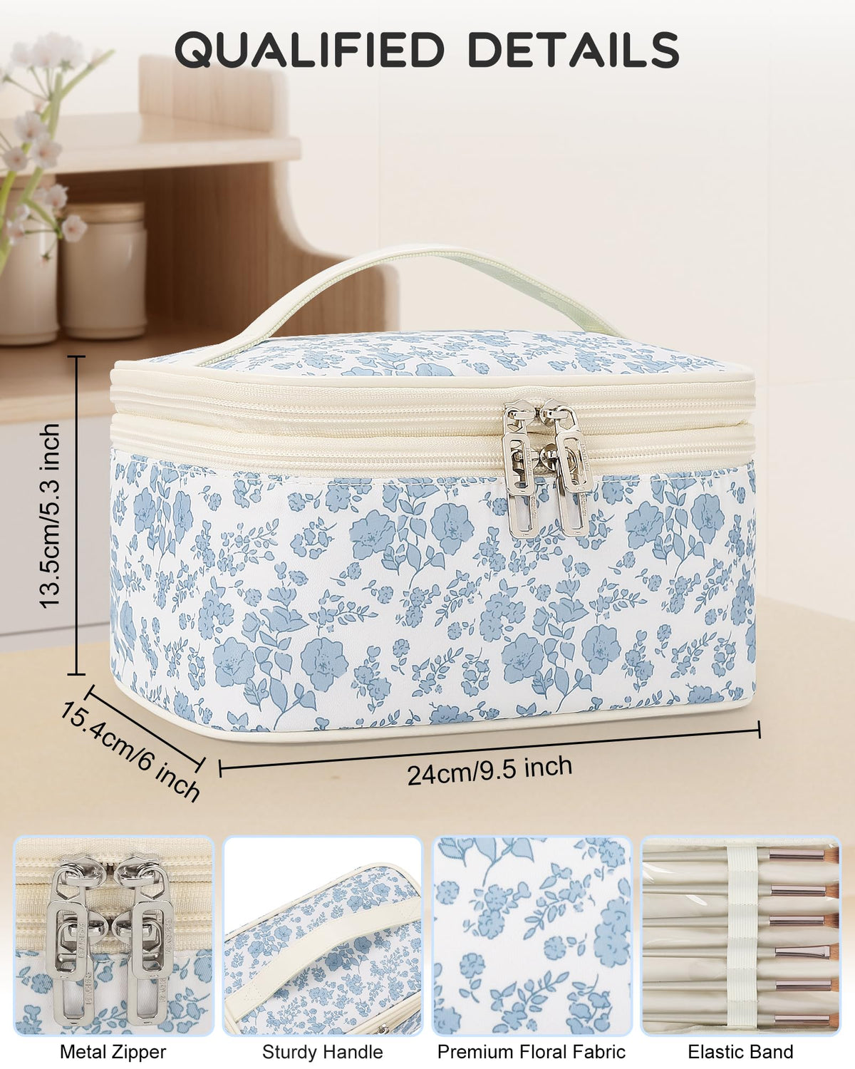 Relavel Travel Makeup Bag showing multiple compartments