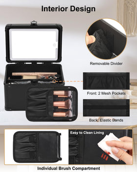 Relavel Travel Makeup Bag showing three colour lighting modes