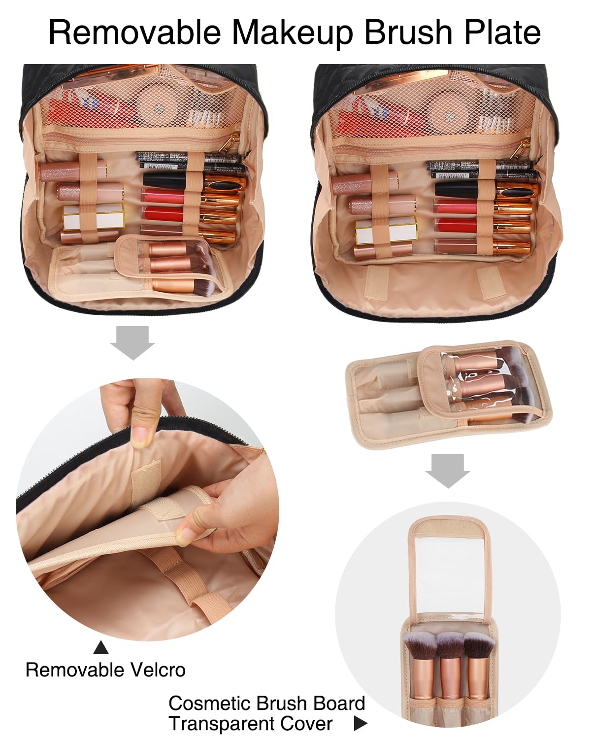 Relavel Travel Makeup Bag side view with durable handle