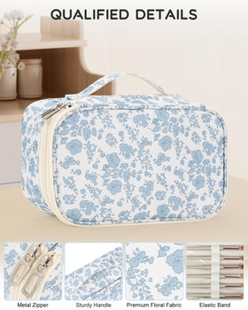Relavel Travel Makeup Bag side view with floral pattern