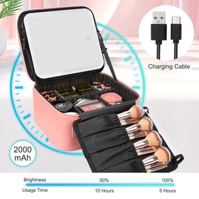 Relavel Travel Makeup Bag side view with synthetic leather texture