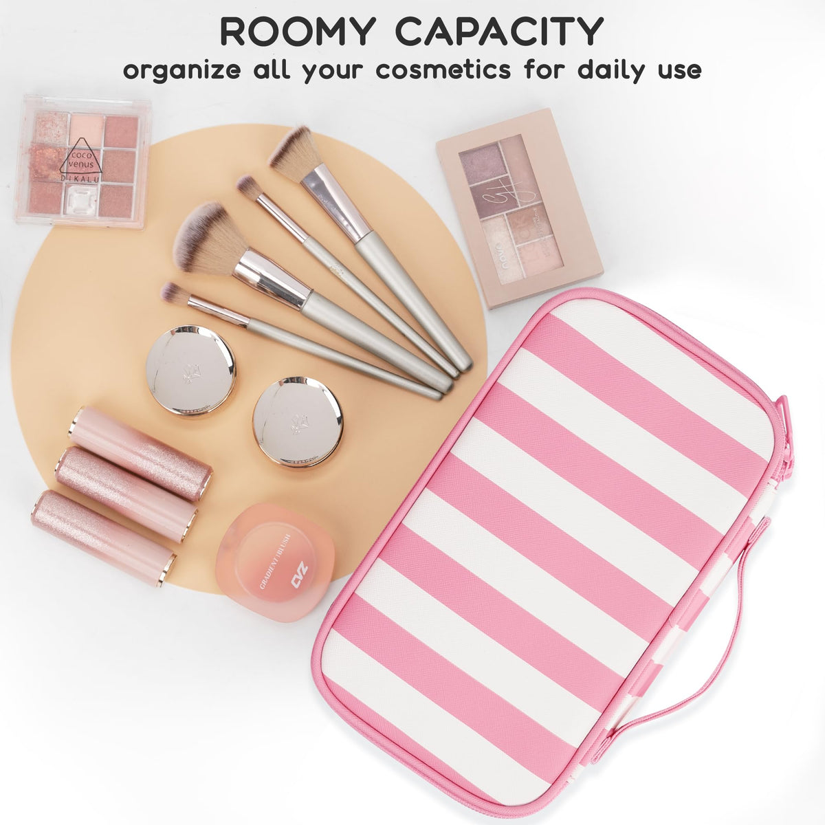 Relavel Travel Makeup Bag with cosmetics inside