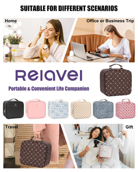 Relavel Travel Makeup Bag with detachable mirror