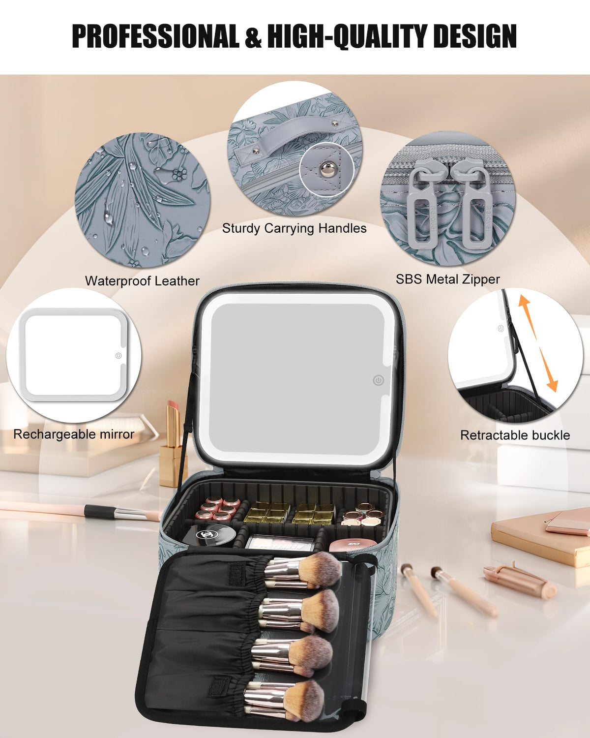 Relavel Travel Makeup Bag with detachable partitions
