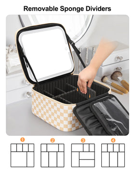 Relavel Travel Makeup Bag with LED mirror and lighting modes