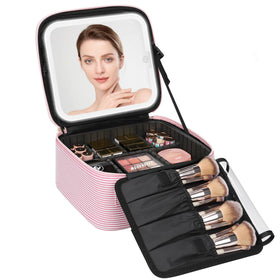 Relavel Travel Makeup Bag with LED mirror in black