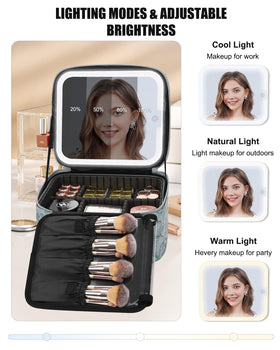 Relavel Travel Makeup Bag with LED mirror in natural light