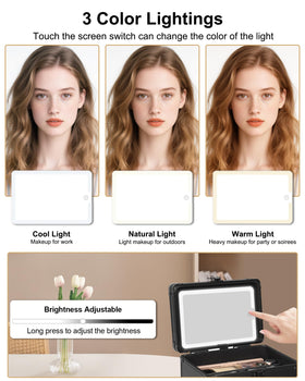 Relavel Travel Makeup Bag with LED mirror in natural light