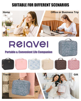 Relavel Travel Makeup Bag with LED mirror in use