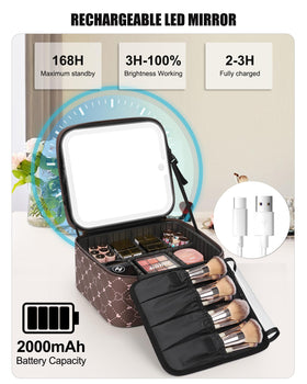 Relavel Travel Makeup Bag with makeup brushes