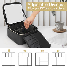 Relavel Travel Makeup Bag with makeup brushes stored inside