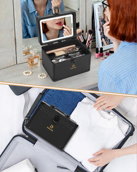 Relavel Travel Makeup Bag with removable velcro divider
