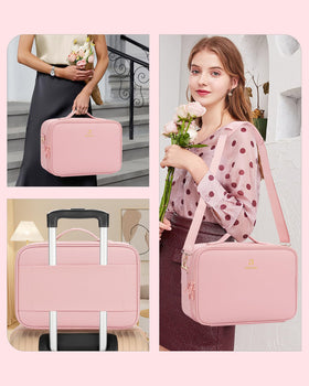 Relavel Travel Makeup Train Case showcasing internal storage space