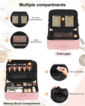 Relavel Travel Makeup Train Case side view with handle