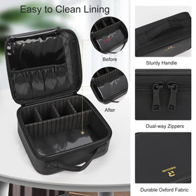 Relavel Travel Makeup Train Case with cosmetics inside