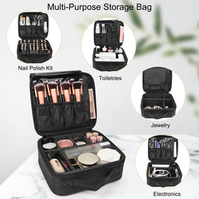 Relavel Travel Makeup Train Case zipped close-up