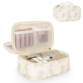 Relavel Travel Small Makeup Bag front view with floral design