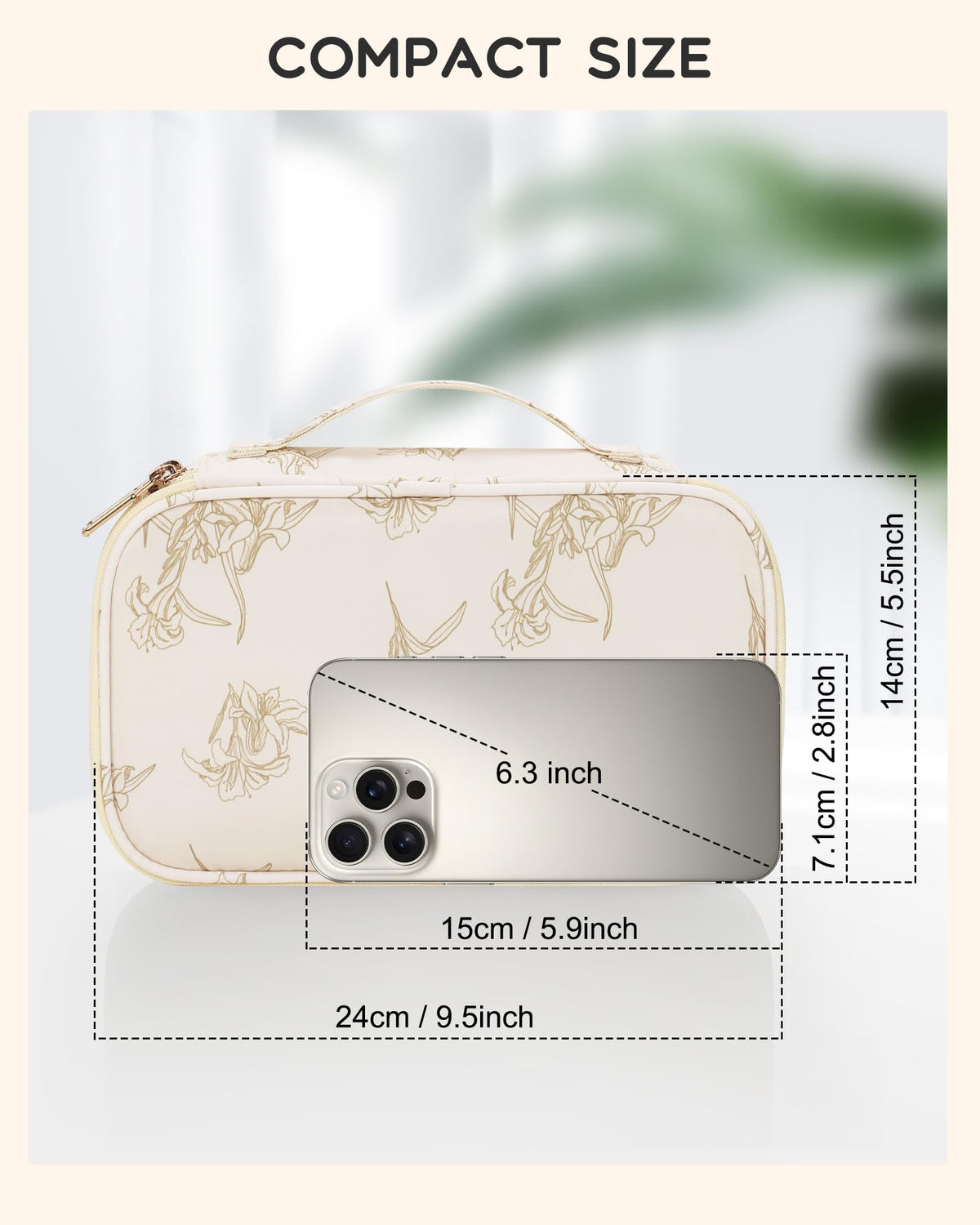 Relavel Travel Small Makeup Bag showing double layer compartments