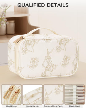 Relavel Travel Small Makeup Bag side view with mesh pockets