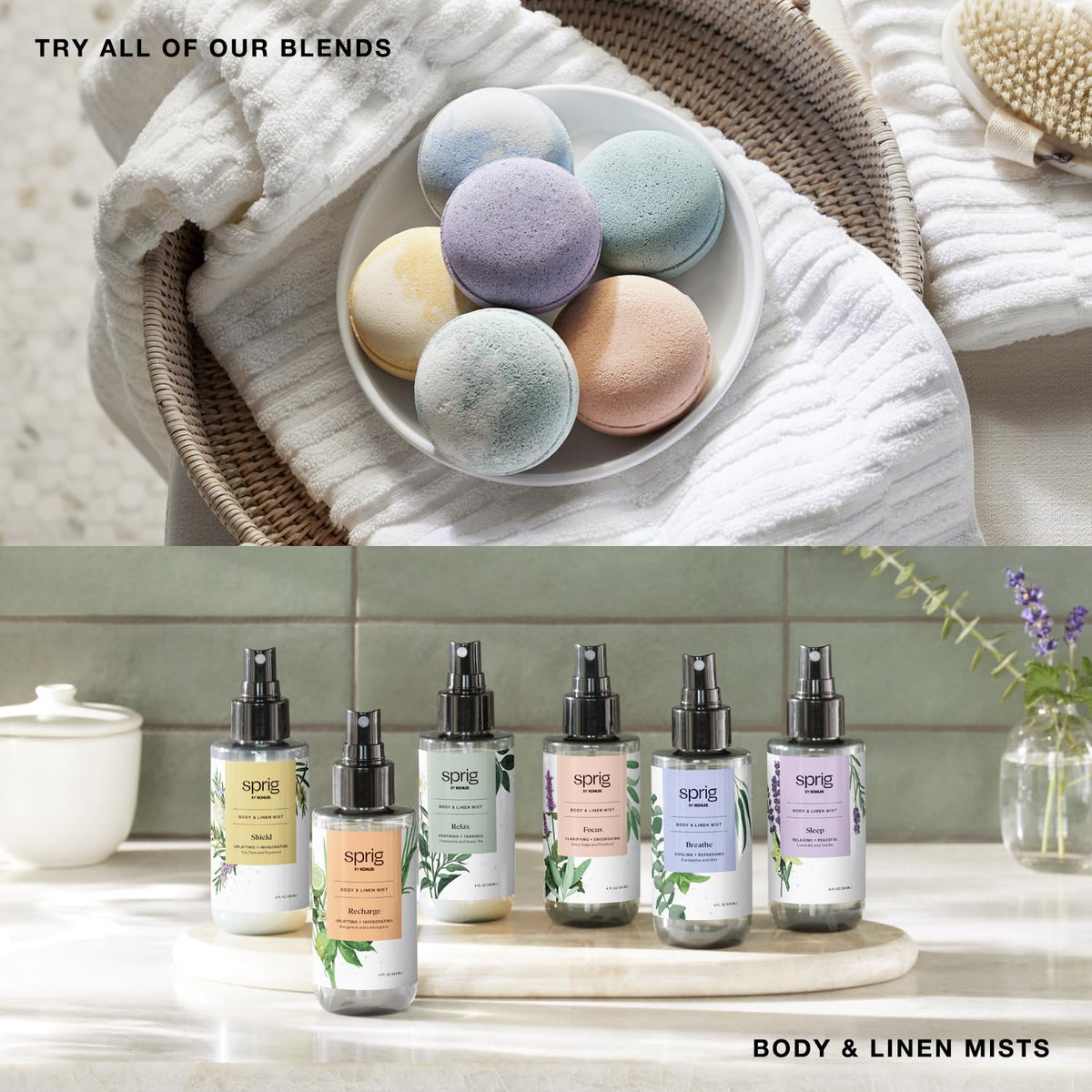 Relax and Shield bath bombs from Kohler gift set