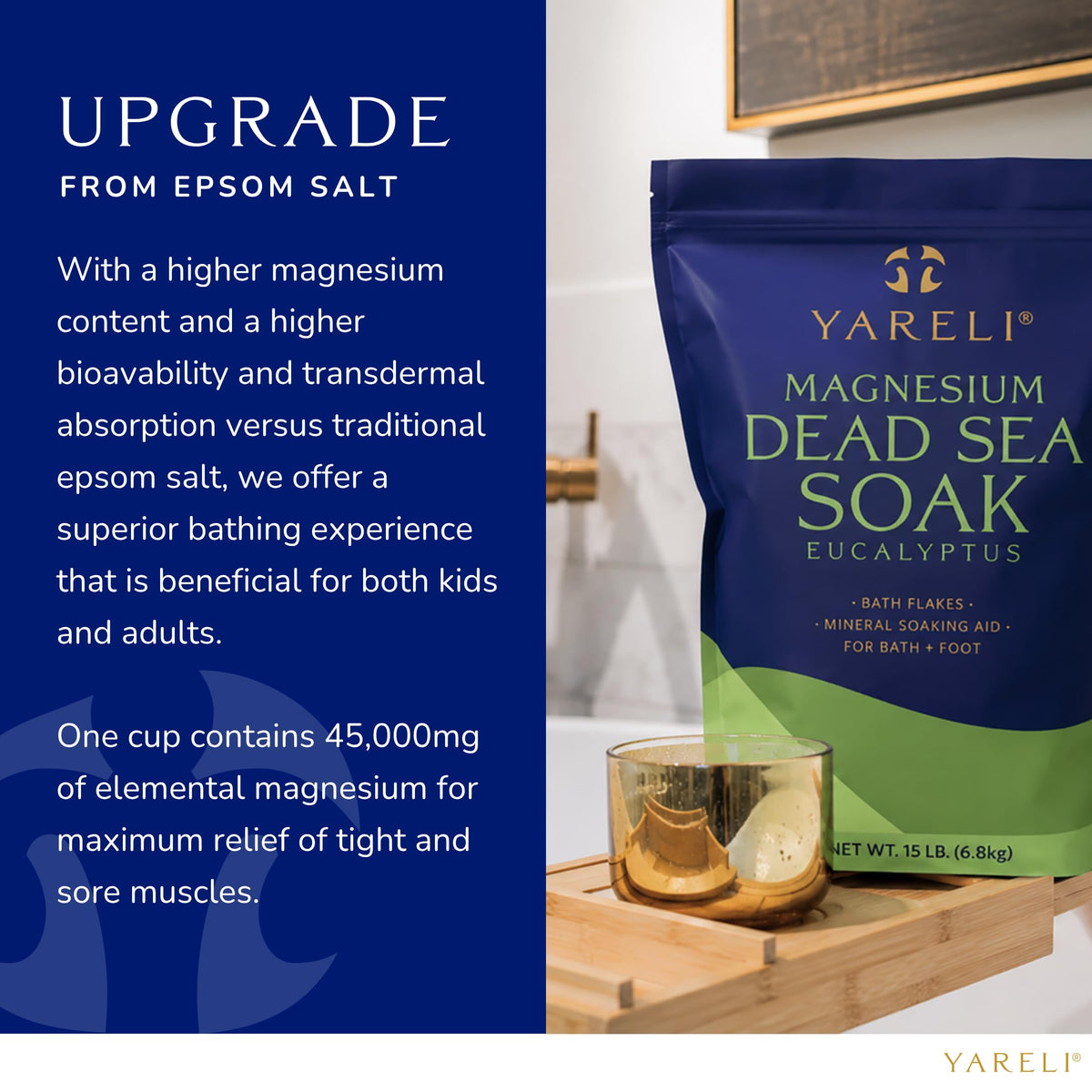 Relaxing bath scene with YARELI Magnesium Flakes