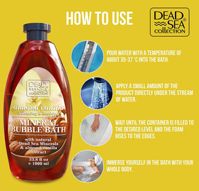 Relaxing bubble bath scene with Dead Sea Collection products