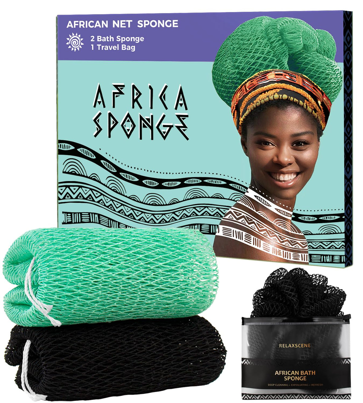 RelaxScene African Exfoliating Net Sponge front view