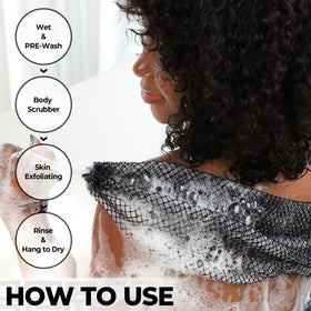 RelaxScene African Net Sponge displayed with other bathing accessories