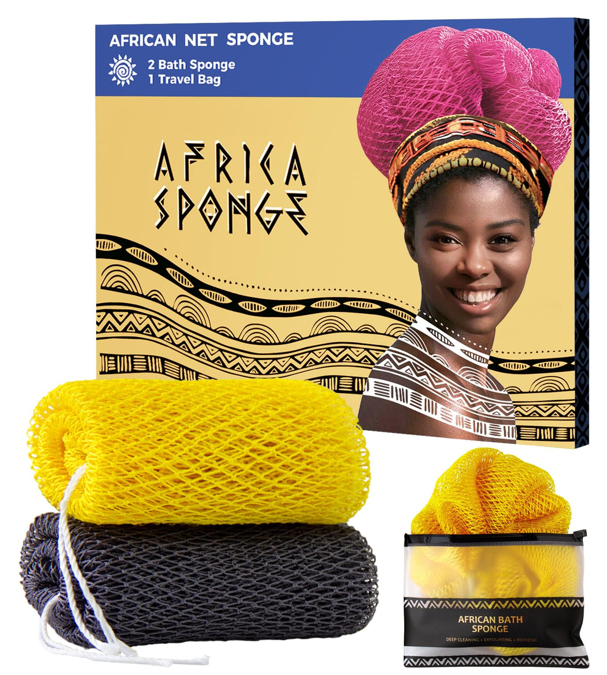 RelaxScene African Net Sponge exfoliating bath scrubber front view