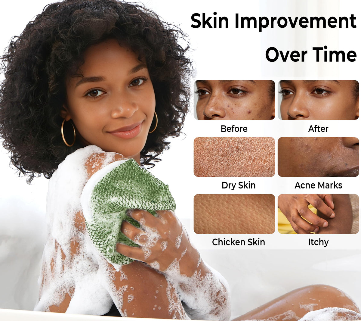 RelaxScene African Net Sponge in use during a shower
