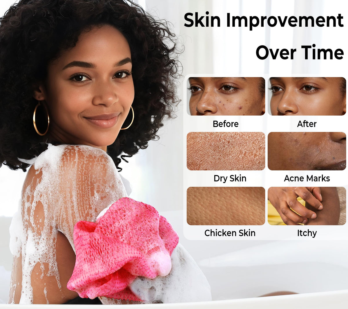 RelaxScene African Net Sponge in use during a shower