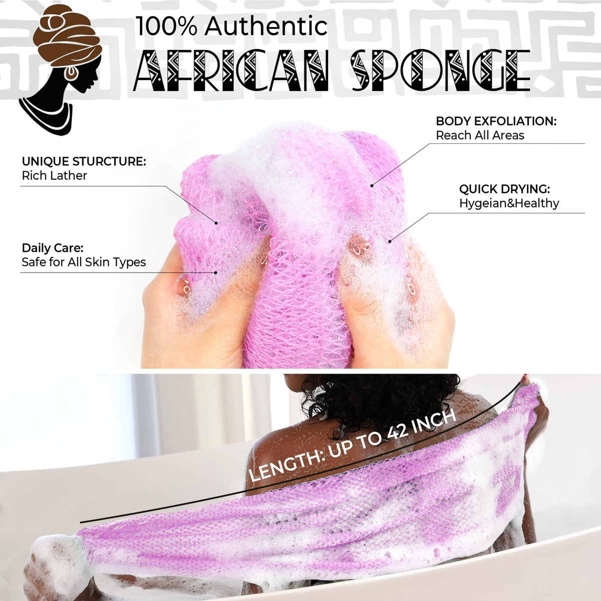 RelaxScene African Net Sponge with storage bag