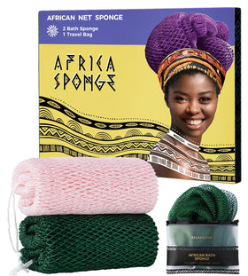 RelaxScene Afro Scrubber African Net Sponge front view in vibrant colours