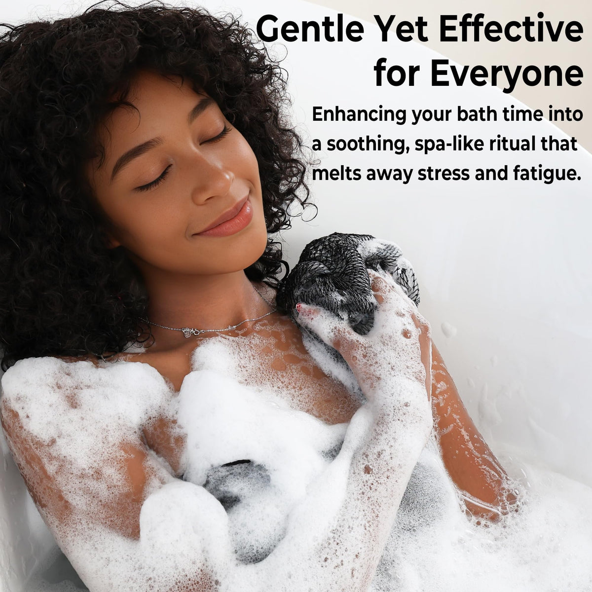 RelaxScene Authentic African Net Sponge in use during shower