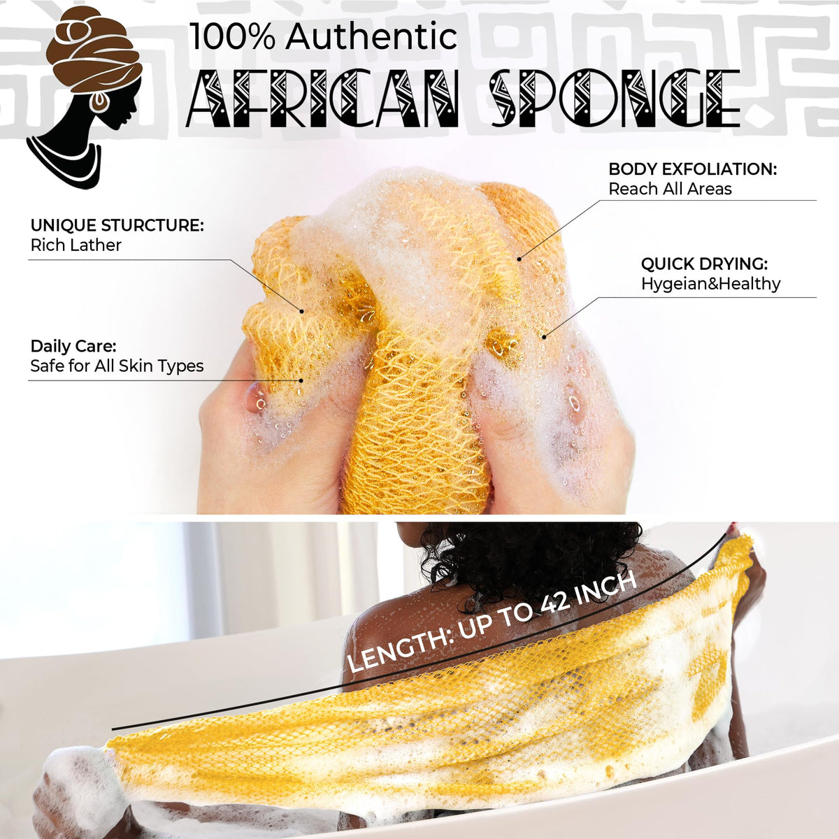 RelaxScene Authentic African Net Sponge packaging with vibrant colours