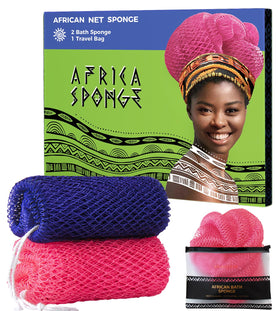 RelaxScene Authentic African Net Sponge set in purple and pink