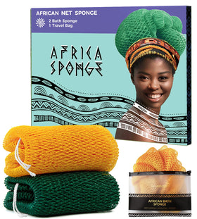 RelaxScene Authentic African Net Sponge yellow and forest colours front view