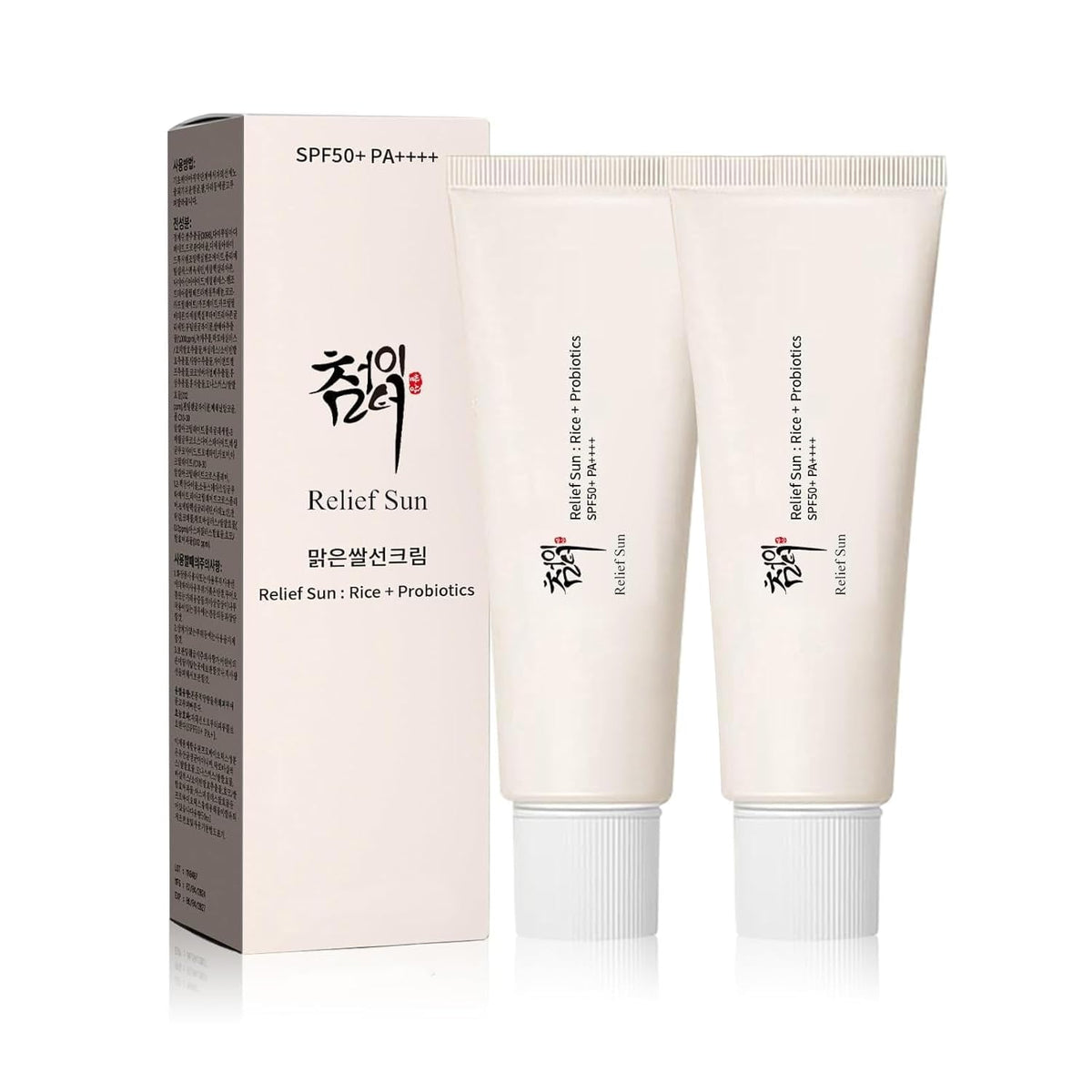 RELIEF SUN Organic Korean sunscreen SPF50+ with rice extract front view