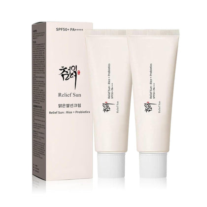 RELIEF SUN Organic Korean sunscreen SPF50+ with rice extract front view