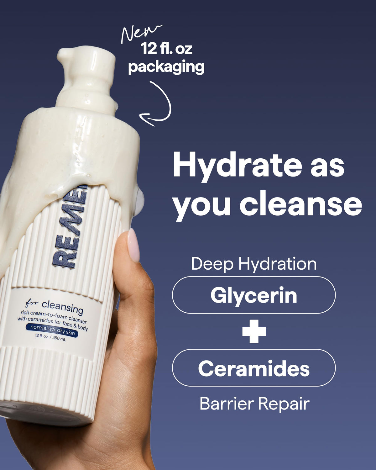 Remedy Science Cream-to-Foam Cleanser on a bathroom counter