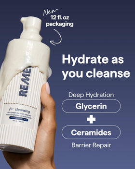 Remedy Science Cream-to-Foam Cleanser on a bathroom counter