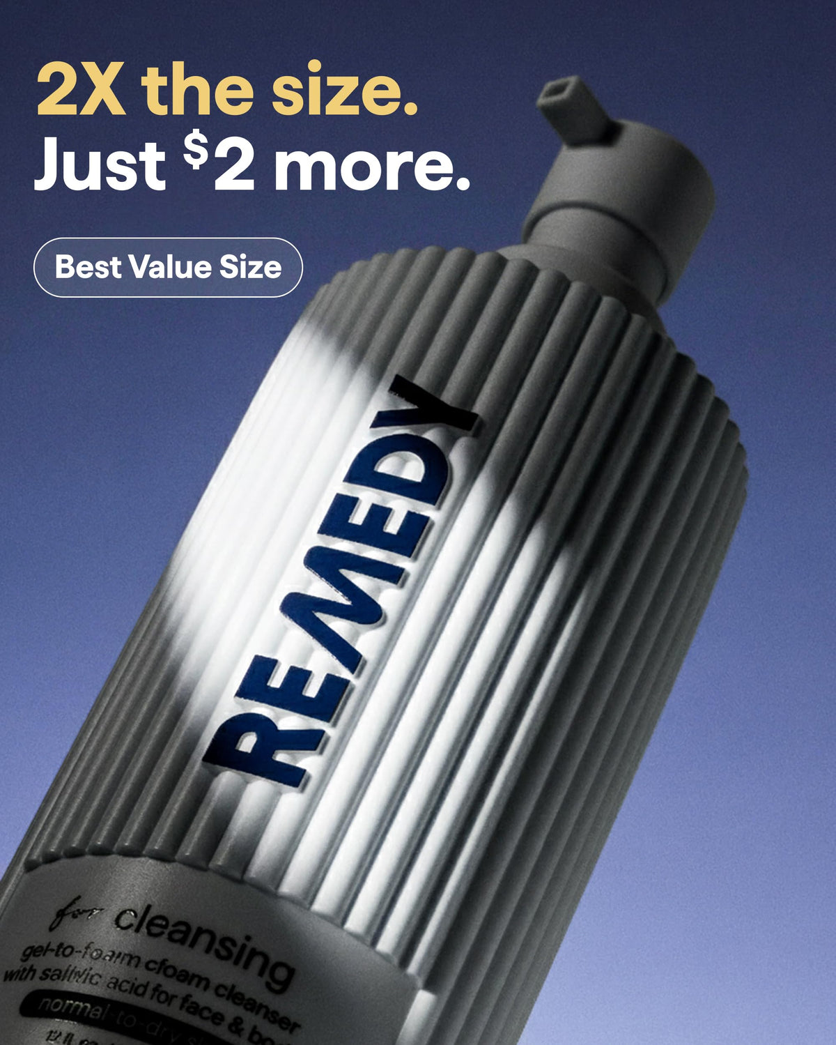 Remedy Science Gel-to-Foam Cleanser back view with ingredients