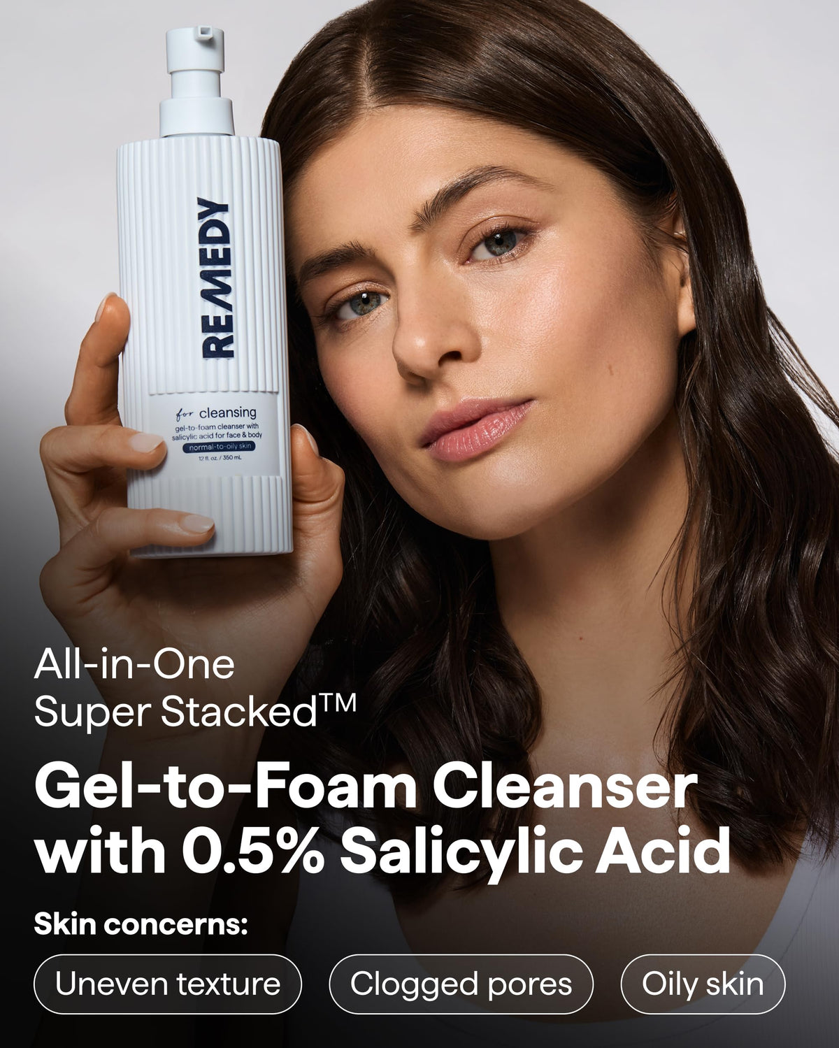 Remedy Science Gel-to-Foam Cleanser side view showing packaging