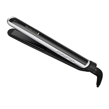 Remington Pearl Pro Ceramic Flat Iron front view with black and white design