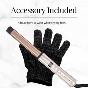 Remington Shine Therapy Curling Wand in lifestyle setting with styled hair